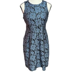 Eliza J Sz 4P Black and Blue Floral Lace Midi Dress
